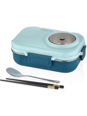 Esranın Dünyası Vagonlife Beslenme Kutusu Paslanmaz Çelik - 1100 ml Sos (Yoğurt) Kaseli Yeni Nesil Lunch Box (Mavi)