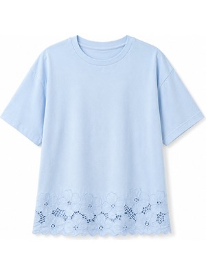 Zelish My Sister Mavi Etek Ucu Beyaz Iş Tshirt