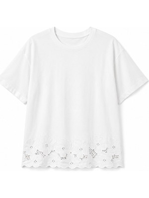 Zelish My Sister Ekru Etek Ucu Beyaz Iş Tshirt