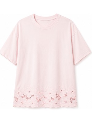 Zelish My Sister Pembe Etek Ucu Beyaz Iş Tshirt