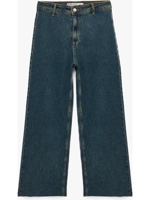 Koton Yüksek Bel Rahat Kalıp Pamuklu Denim Pantolon - Culotte Jeans