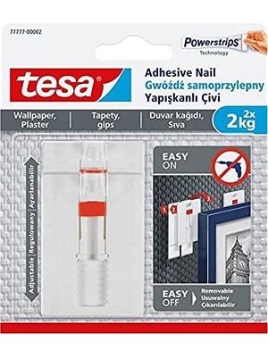 Esranın Dünyası Iz Bırakmadan Sökülebilir Yapışkanlı Askı - Çivi, Duvar ve Duvar Kağıdı Için, 2 kg x 2 Adet