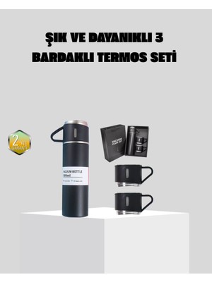 500 ml Isı Korumalı Çelik Termos ve Bardak Seti | Silikon Tabanlı, Şık ve Pratik