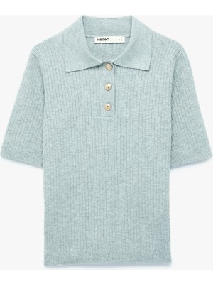 Koton Regular Fit Kısa Kollu Polo Yaka Triko Kazak