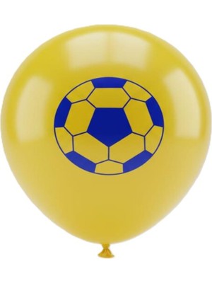 Jojo Balloons 12" Taraftar Sarı Lacivert Baskılı Balon 6'lı 2 Adet