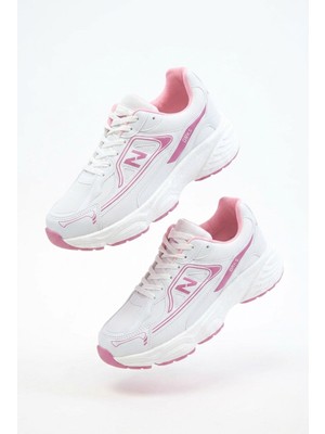 Zerenyus DRKSTP-182 Balance Premium Fileli Ortopedik Taban Beyaz Pembe Kadın Sneaker