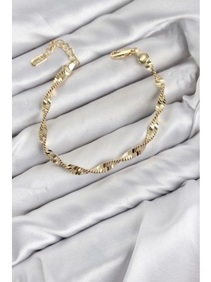 Teknoparkx Mey Ithalat® cm Burgu Italyan Zincir Model Gold Renk Pirinç Kadın Bileklik