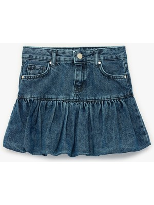 Koton Pamuklu Cepli Balon Form Denim Etek
