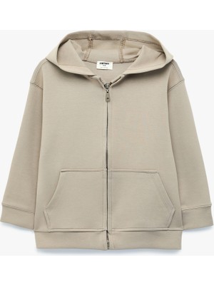 Koton Pamuklu Uzun Kollu Kapşonlu Fermuarlı Sweatshirt