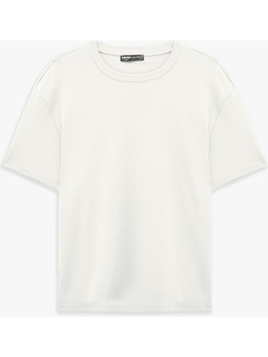 Koton Pamuklu Bisiklet Yaka Kısa Kollu Basic Oversize Tişört