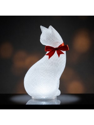 B&B Kedi Figürlü Dekoratif Masa Lambası – USB Bağlantılı (Beyaz Işıklı)