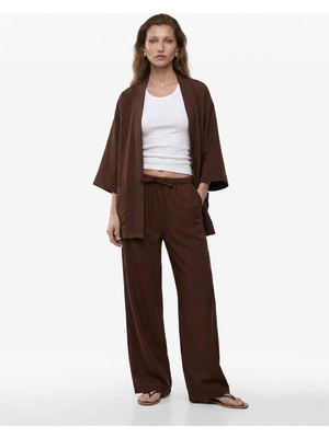 Koton Modal Kumaş Şal Yaka Cepli Uzun Kollu Kimono Ceket