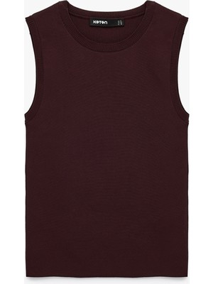 Koton Regular Fit Kolsuz Bisiklet Yaka Triko Bluz