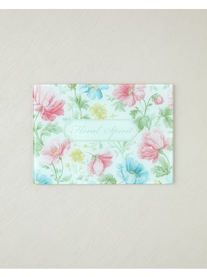 English Home Floral Spirit Cam Kesme Tahtası 25X35 cm Pembe - Mavi