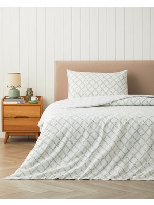 English Home Bloom Grid Kolay Ütülenir Tek Kişilik Nevresim Takımı 160X220 cm Yeşil