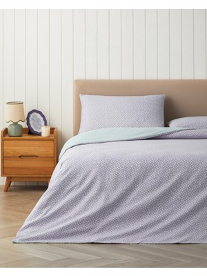 English Home Petite Blossom Kolay Ütülenir Çift Kişilik Nevresim Takımı 200X220 cm Seledon - Lila