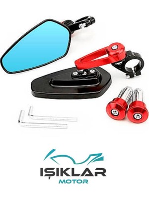 Hsb Arora Ares Motosiklet Gidon Ayna Kırmızı GA0797