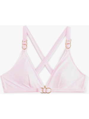 Koton Metal Aksesuarlı V Yaka Çapraz Askılı Bralet Bikini Üstü