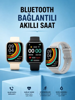 Masa Dostu Titreşimli, Sağlık Takipli, Yeni Nesil Akıllı Saat  400MAH Batarya Kapasiteli Tdms-07