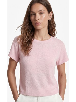 Koton Koton x Sibil Çetinkaya - Yarı Transparan Slim Fit Kısa Kollu Bisiklet Yaka Tişört