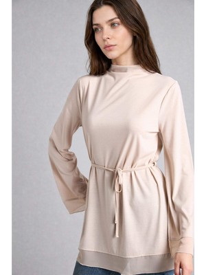 DeFacto Regular Fit Uzun Kollu Bej Tişört H3098AX26SM