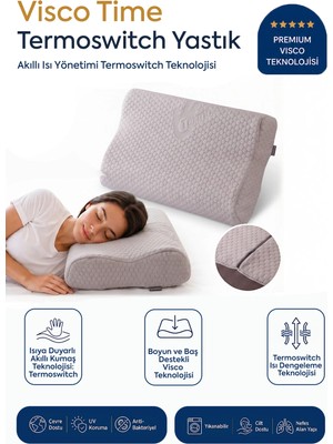 Homedius Visco Time Thermoswitch Boyun Destekli Ortopedik Visco Yastık 50X32 cm