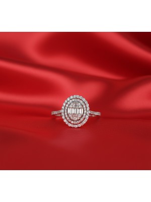 GIBYJEWEL Yuvarlak Çerçeveli 925 Ayar Gümüş Baget Yüzük