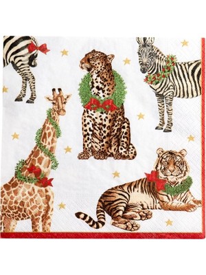 Caspari Wild Christmas Ivory Napkin Luncheon