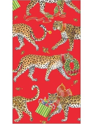 Caspari Napkin Red Christmas Leopard Includes 15