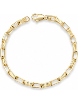 Serelya cm Kare Halka Model Gold Renk Pirinç Kadın Bileklik