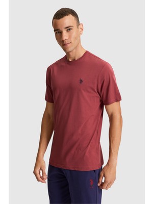 U.S. Polo Assn. Erkek Vişne Regular Fit Bisiklet Yaka Basic Tişört 50322518-VR223