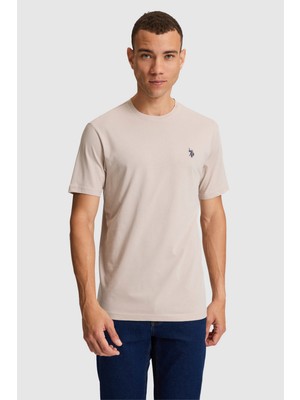 U.S. Polo Assn. Erkek Taş Regular Fit Bisiklet Yaka Basic Tişört 50322518-VR049