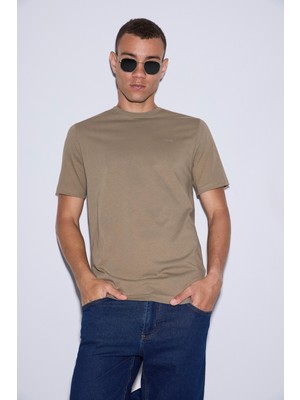 U.S. Polo Assn. Erkek Haki Regular Fit Bisiklet Yaka Basic Tişört 50327022-VR027