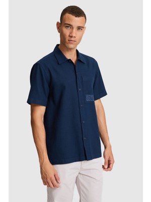 U.S. Polo Assn. Erkek Lacivert Kısa Kollu Gömlek 50324739-VR033