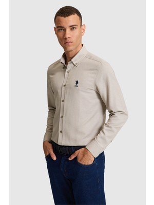 U.S. Polo Assn. Erkek Vizon Uzun Kollu Basic Gömlek 50322159-VR052