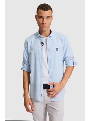 U.S. Polo Assn. Erkek Açık Mavi Uzun Kollu Basic Gömlek 50324638-VR003