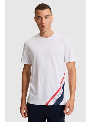 U.S. Polo Assn. Erkek Beyaz Regular Fit Bisiklet Yaka Basic Tişört 50326958-VR013