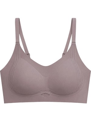 Cottonhill Seamless Bra - Elaris | Kahverengi Lazer Kesim Balensiz Dekolteli Şerit Detay Dikişsiz Kadın Sütyen