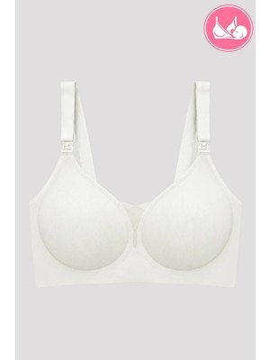 Cottonhill Seamless Bra - Nuvia |krem Lazer Kesim Klipsli Önden Açılabilir Rib Dokulu Dikişsiz Emzirme Sütyeni