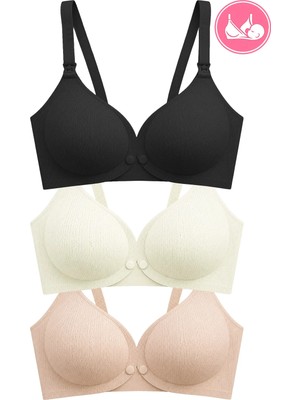 Cottonhill Seamless Bra - Mavelle | Lazer Kesim Klipsli ve Çıtçıtlı Önü Açılabilir Emzirme Sütyeni 3'lü Paket