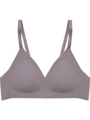 Cottonhill Seamless Bra - Velour | Kahverengi Lazer Kesim Balensiz Üçgen Form Dikişsiz Kadın Sütyen