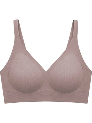 Cottonhill Seamless Bra - Velora | Kahverengi Lazer Kesim Balensiz Rib Dokulu Dikişsiz Kadın Sütyen