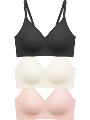 Cottonhill Seamless Bra - Aurea | Lazer Kesim Dikişsiz Kontur Detaylı Balensiz Kadın Sütyen 3'lü Paket-2