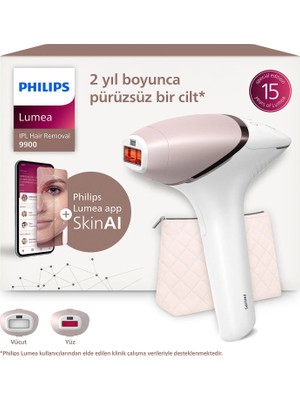 Philips Lumea 9900 Serisi BRI950/02 IPL Tüy Alma, SkinAI Uygulama, Vücut ve Yüz için 2 Başlık, Çanta