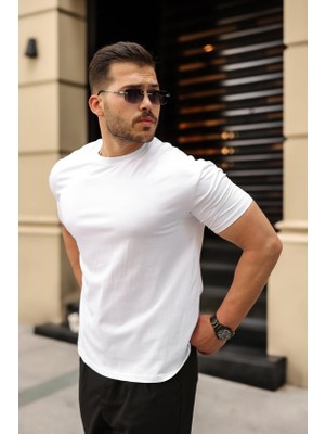 Infivento Erkek Kolları Dar Kesim Rahat Kalıp Basic Tişört