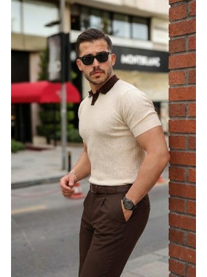 Alyn Wear Erkek Yaka Detaylı Desen Dokulu Triko Tişört