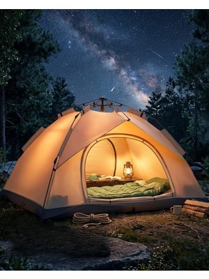 Fiberliz Çift Katmanlı Kamp Çadırı Otomatik Kurulum Suya Dayanıklı Outdoor Çadır