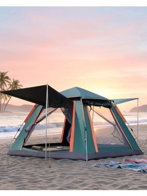 Fiberliz Büyük Boy Kamp Çadırı Güneşlikli 4 5 Kişilik Taşınabilir Outdoor Çadır