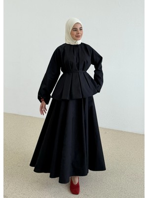 Moda Aksa 6704 Poplin Düğmeli Takım Siyah