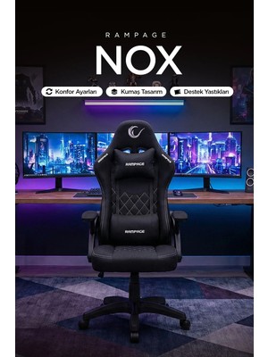 Rampage KL-R43 Nox Ergonomik Tasarıma Sahip Terletmez Kumaş Siyah/Gri Oyuncu Koltuğu